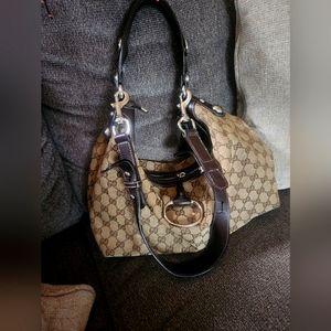 Authentic Vintage Gucci monogram canvas hobo bag